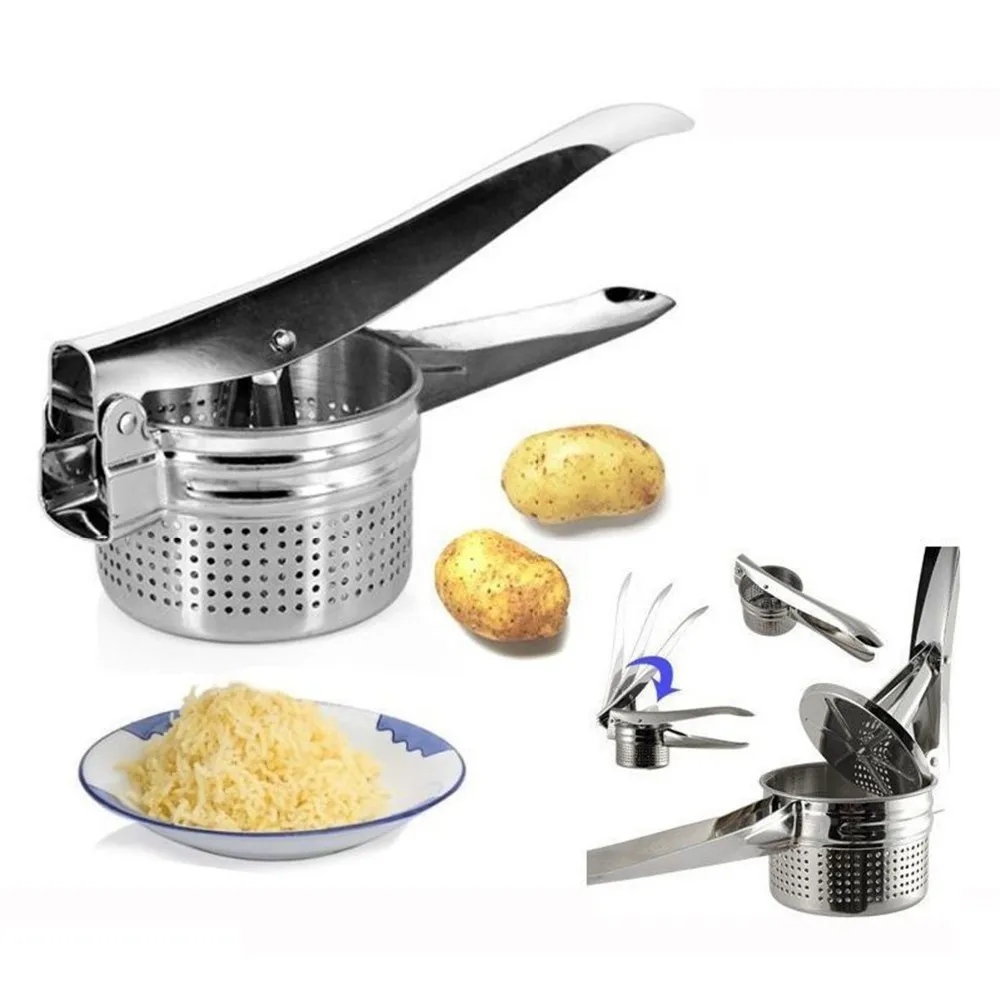 

2021 Stainless Steel Potato Masher Ricer Puree Fruit Vegetable Juicer Crusher Press Squeezer Maker Kitchen Tool(157)