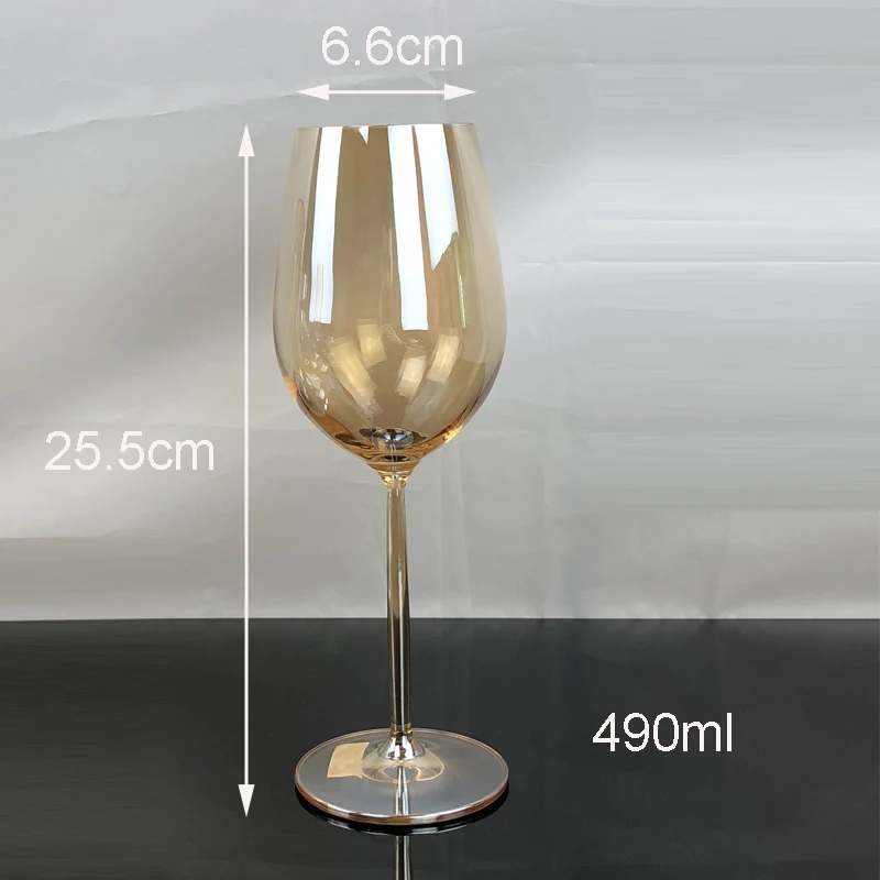 Red wine glass 490m Европейское Хрустальное стекло, бокал для вина, Золотое Гальванопокрытие, бокалы для шампанского, бокалы для виски, бокалы для бренди, графин, домашняя посуда для напитков - Цвет: Red wine glass 490m