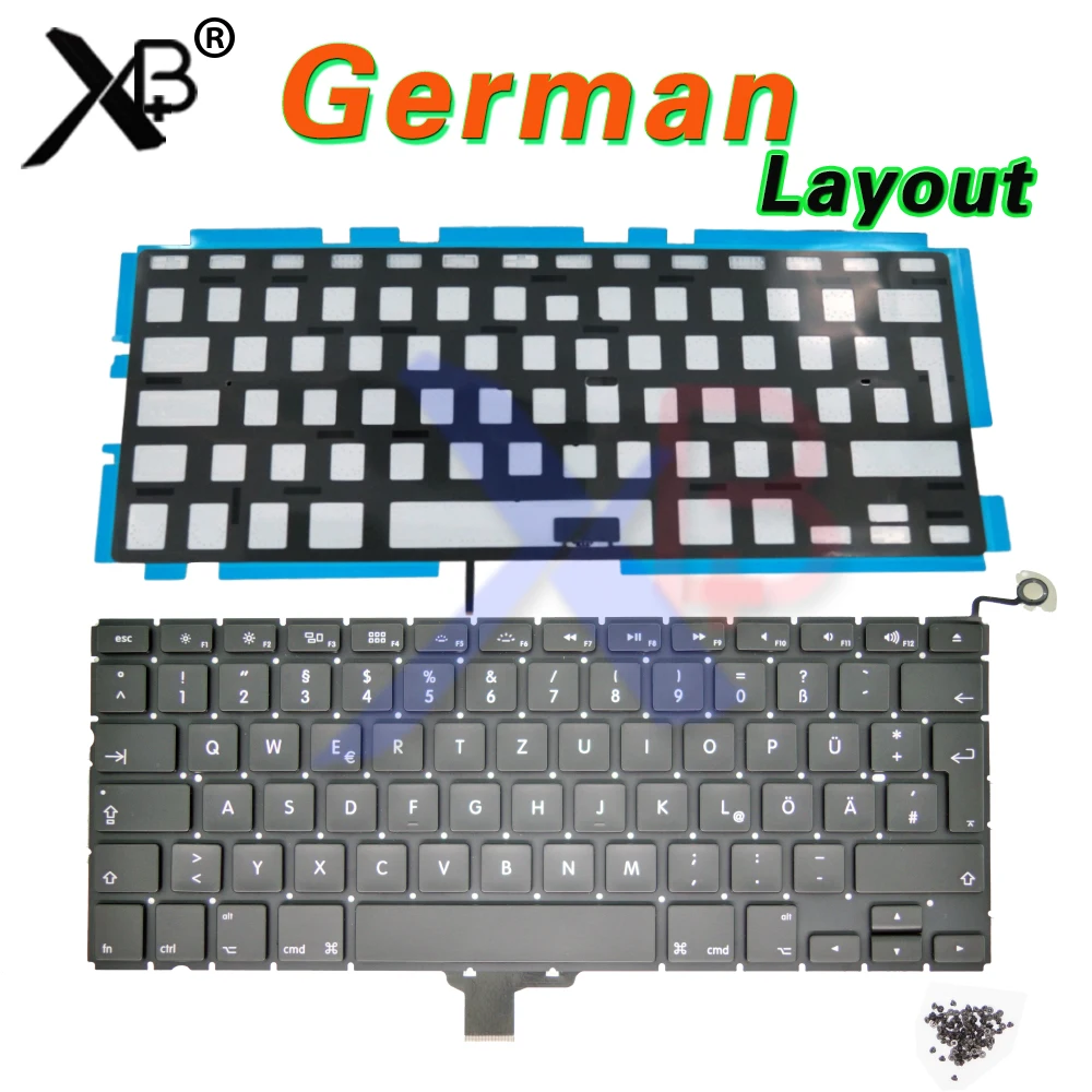 Клавиатура GR DE German Deutsch QWERTZ tastaur/подсветка + винты для клавиатуры MacBook Pro 13 3 &quotA1278 2008