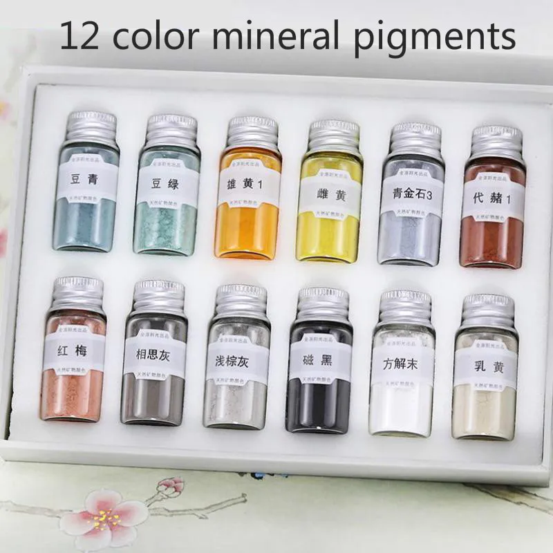 12 цветов китайская живопись набор минеральных пигментов фотообои Thangka