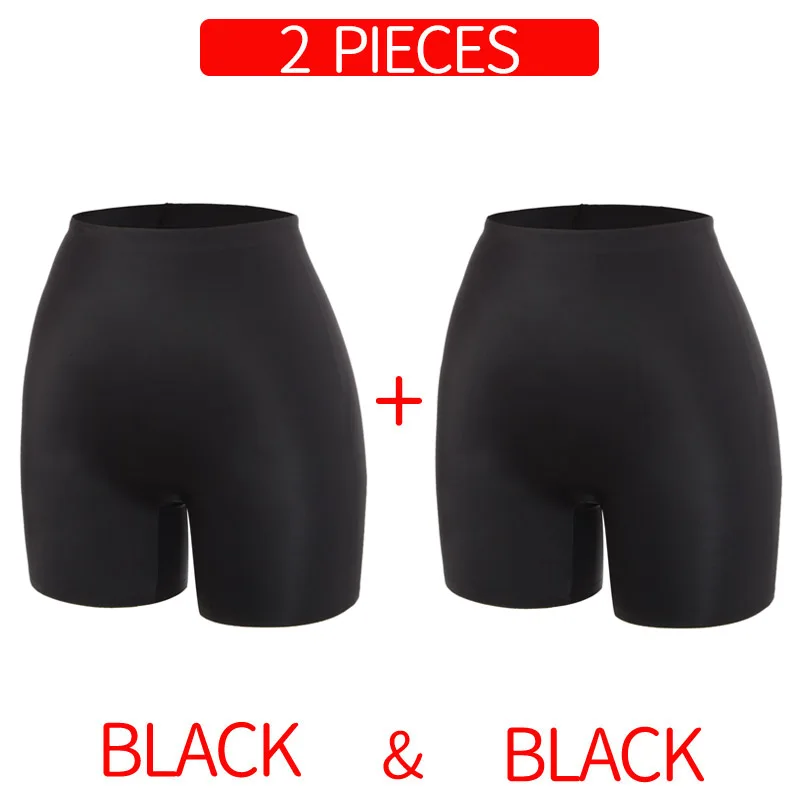 Two Pieces Black Анти натирание защитные брюки Femme невидимые шорты под юбку женские бесшовные трусы ультра тонкие удобные контроль Трусики - Цвет: Two Pieces Black
