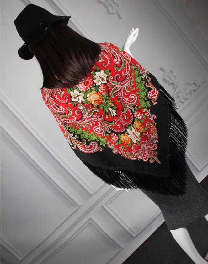 Русский кисточкой хиджаб шаль теплые зимние Для женщин Национальный Ветер