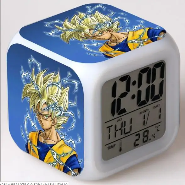 Зеленый Мультфильм Dragon Ball игрушки Детский будильник светодио дный Цвет изменение цифровые часы регистрации Ночь Wake Up Light светящиеся электронный Reveil - Цвет: Зеленый