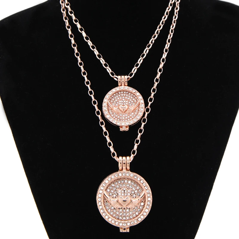 Винни дизайн ювелирных изделий Двойной медальон подвеска ожерелье с Claddagh Монета