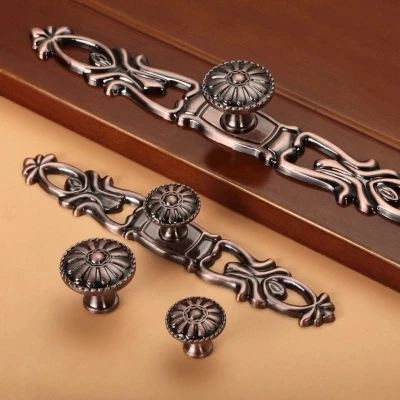 

Antique Green Bronze Flower Single Hole Handle Home Improvement Drawer Wardrobe Door Hardware Single Handle