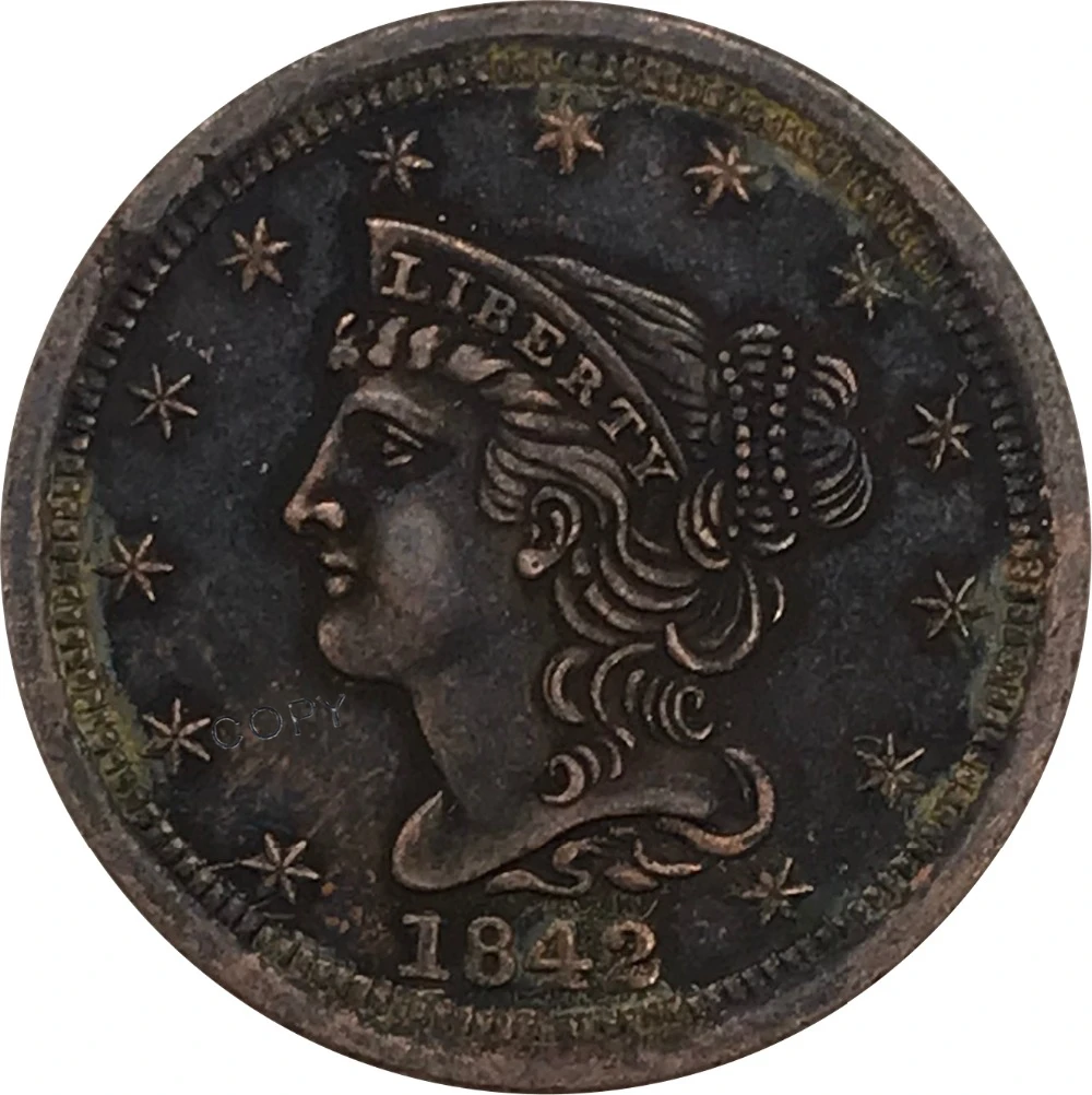 

1842 United States of America Dollar Half Cent collectibles Red Copper Copy Coin