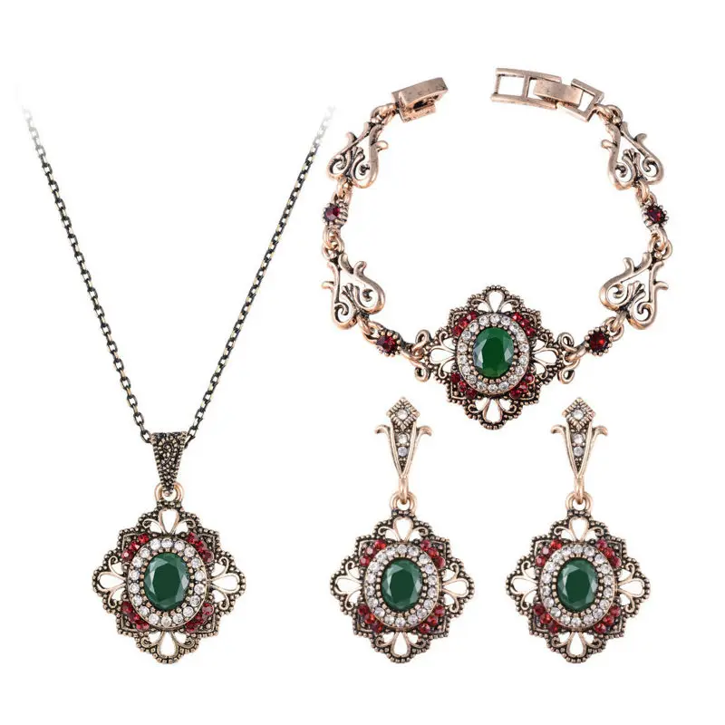 Серьги Браслеты и ожерелья 3 шт Ювелирные наборы для женщин цветок полые резные