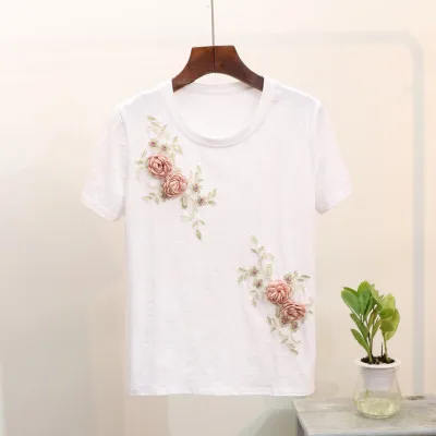 Женская футболка с блестками и 3D принтом хлопковые футболки для весны лета