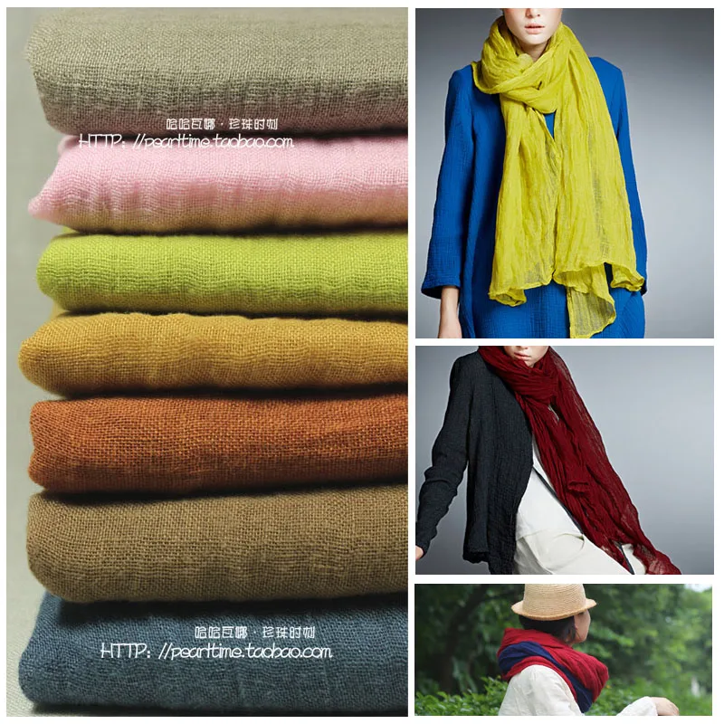 [Vanna's clothing fabrics] Retro-classical literary and artistic scarves with sparse wrinkles pure linen fabrics | Дом и сад