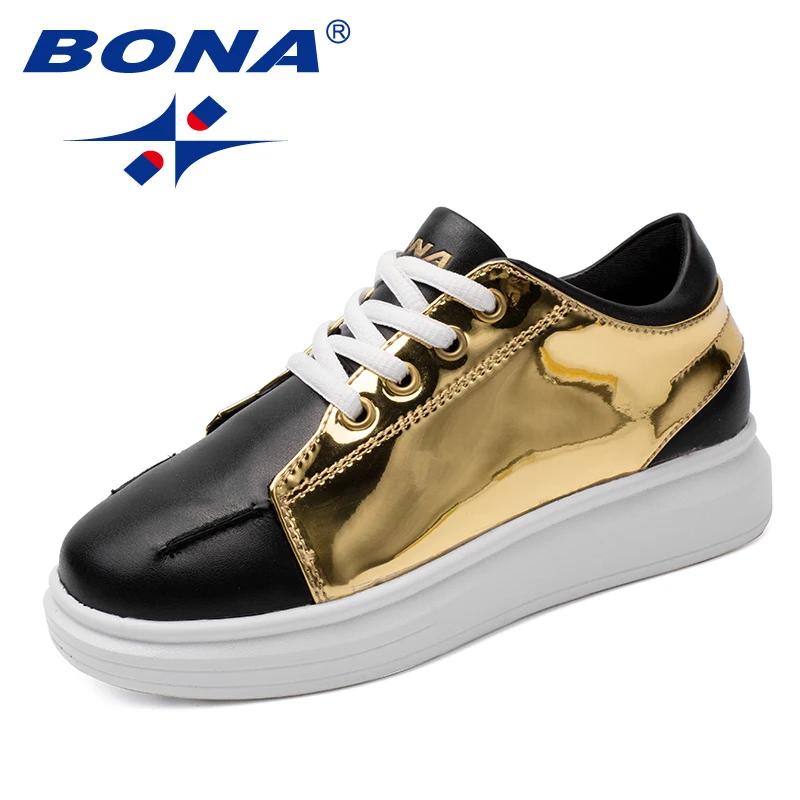 

BONA New Fashion Style Children Casual Shoes Lace Up Boys Loafers Metal Color Girls Flats Outdoor Sneakers Fast Free Shipping