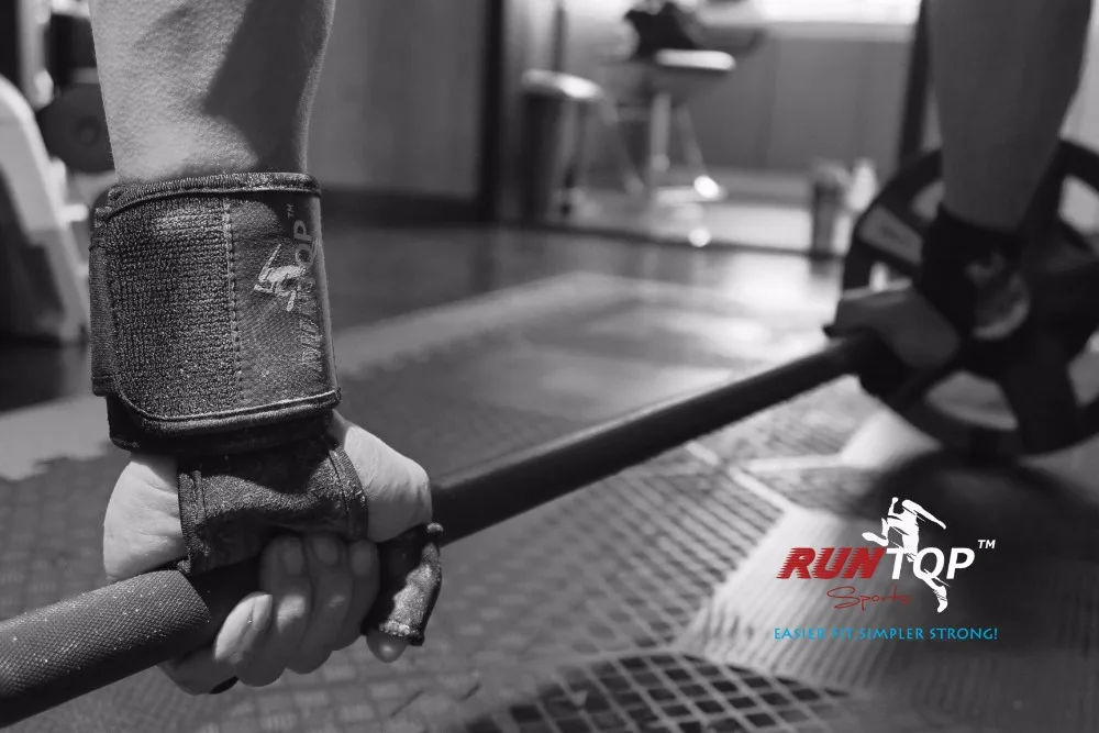 RUNTOP Crossfit WODS хват тренировочный перчатки 1" повязка на запястье поддержка тяжелой атлетики Powerlifting тренировки фитнес тренажерный зал рука ладонь