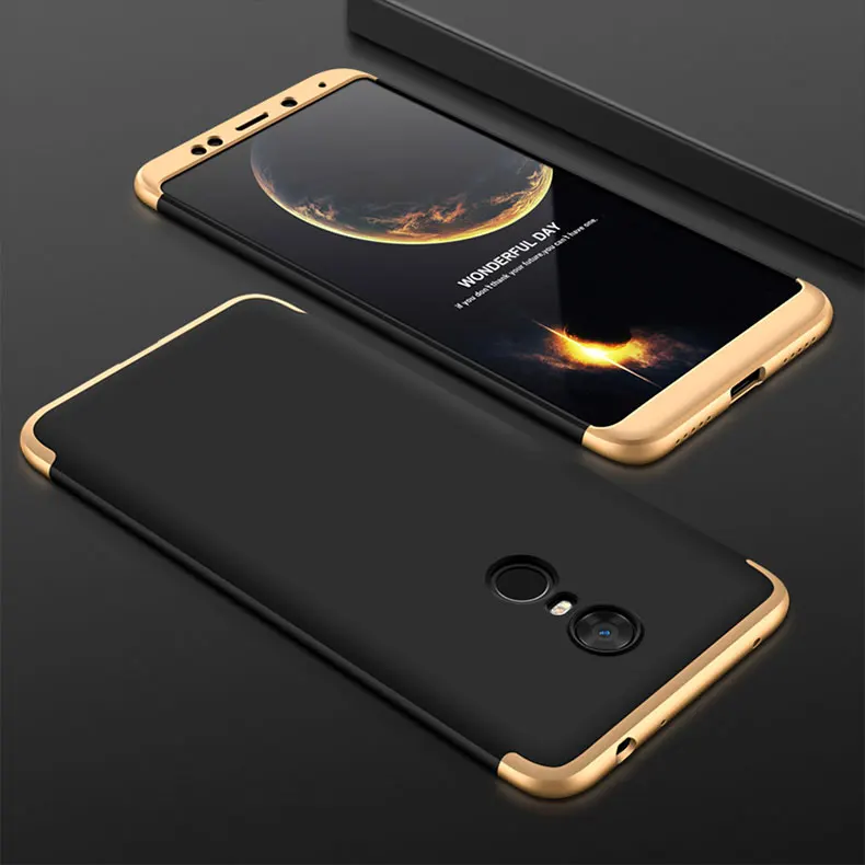 Gold With Black Чехол для Xiaomi Redmi 5/5 Plus, защитный чехол для телефона, Жесткий ПК 360, полный чехол для Redmi 5/5 Plus - Цвет: Gold With Black