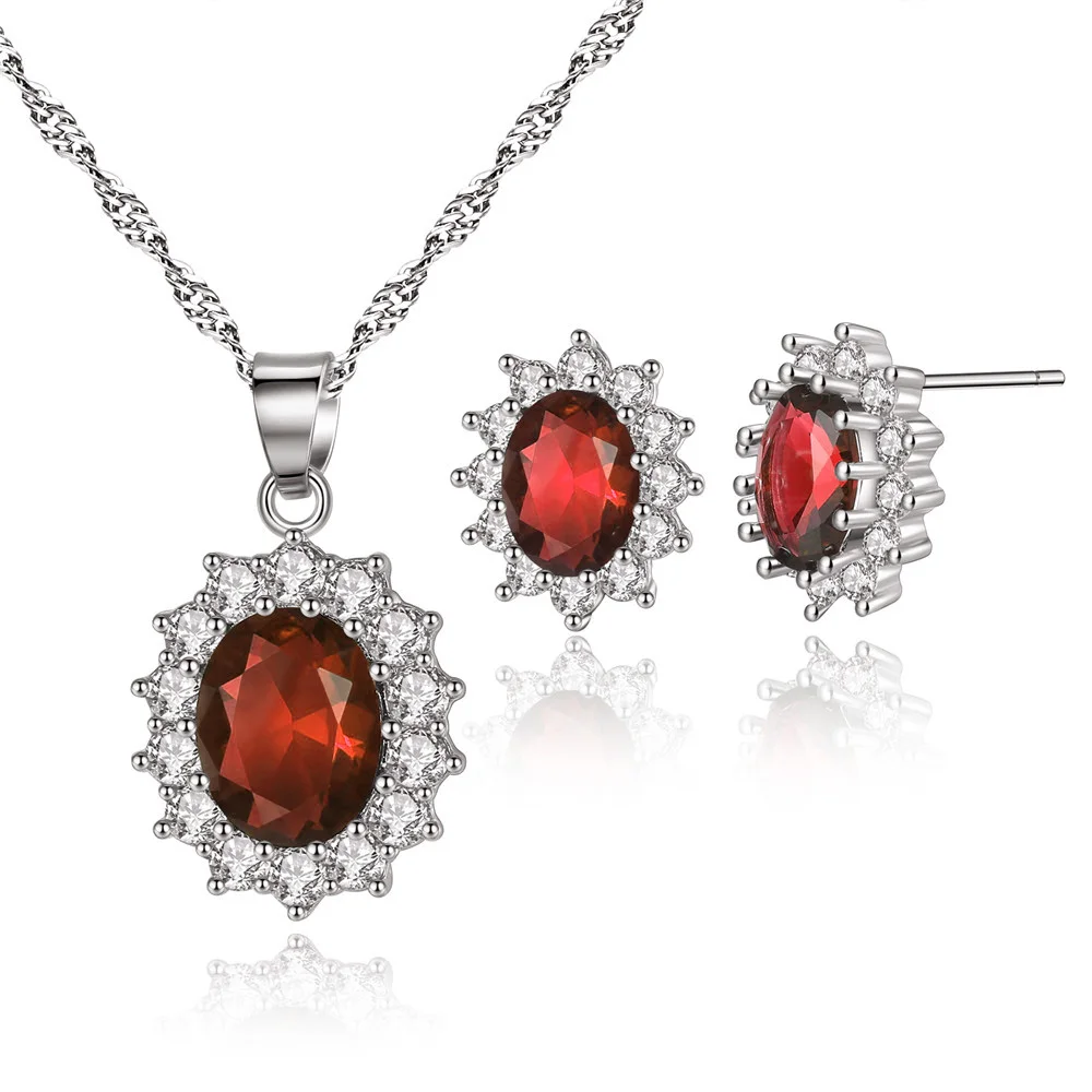 Latest Style Jewelty Sets Silver Color AAA Cubic Zircon Necklace/Earring Set Ring Size Options | Украшения и аксессуары