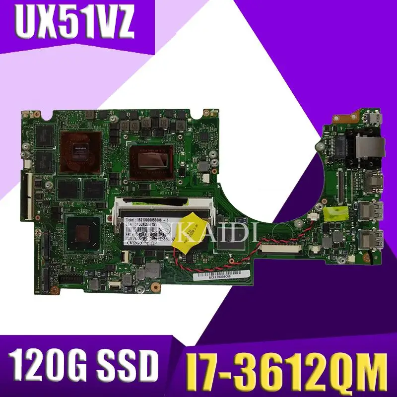 UX51VZ Laptop motherboard for ASUS UX51VZA U500VZ U500V U500 Test original mainboard I7 3612QM 120G SSD|Материнские платы для