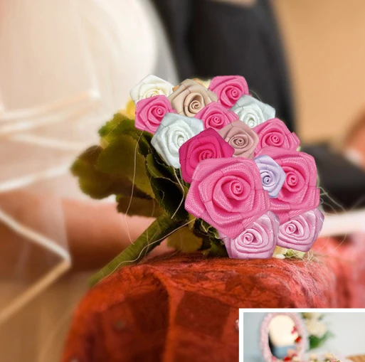 32MM &quot Satin/ Plain/Grosgrain Ribbon RoseFlower For Cloth Wedding Hairbow DIY Crafts Toy 100pcs Free Shipping | Дом и сад