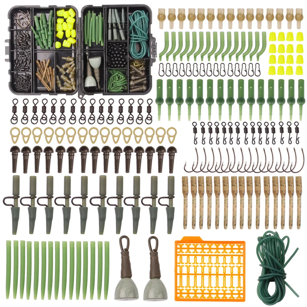 214 шт./кор. Карп рыболовные снасти комплект, включающий крючки Вертлюги бусины свинцовый грузик анти клубок рукава приманки терминал рыболовные снасти