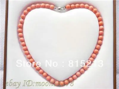 

FREE SHIPPING N96 8mm AAA Grade Pink Red Round Coral Necklace