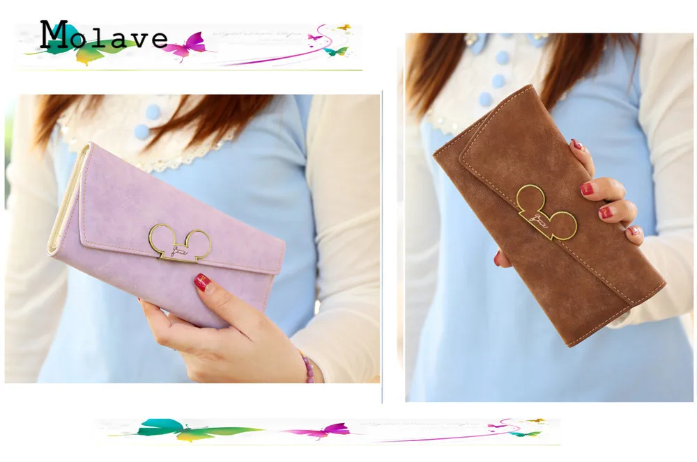 MOLAVE Новая мода дизайнер Farbe скрабы Lange Frauen портфели Damen Mickey Geldborse geldborsen Холтер дам Tasche Sep14