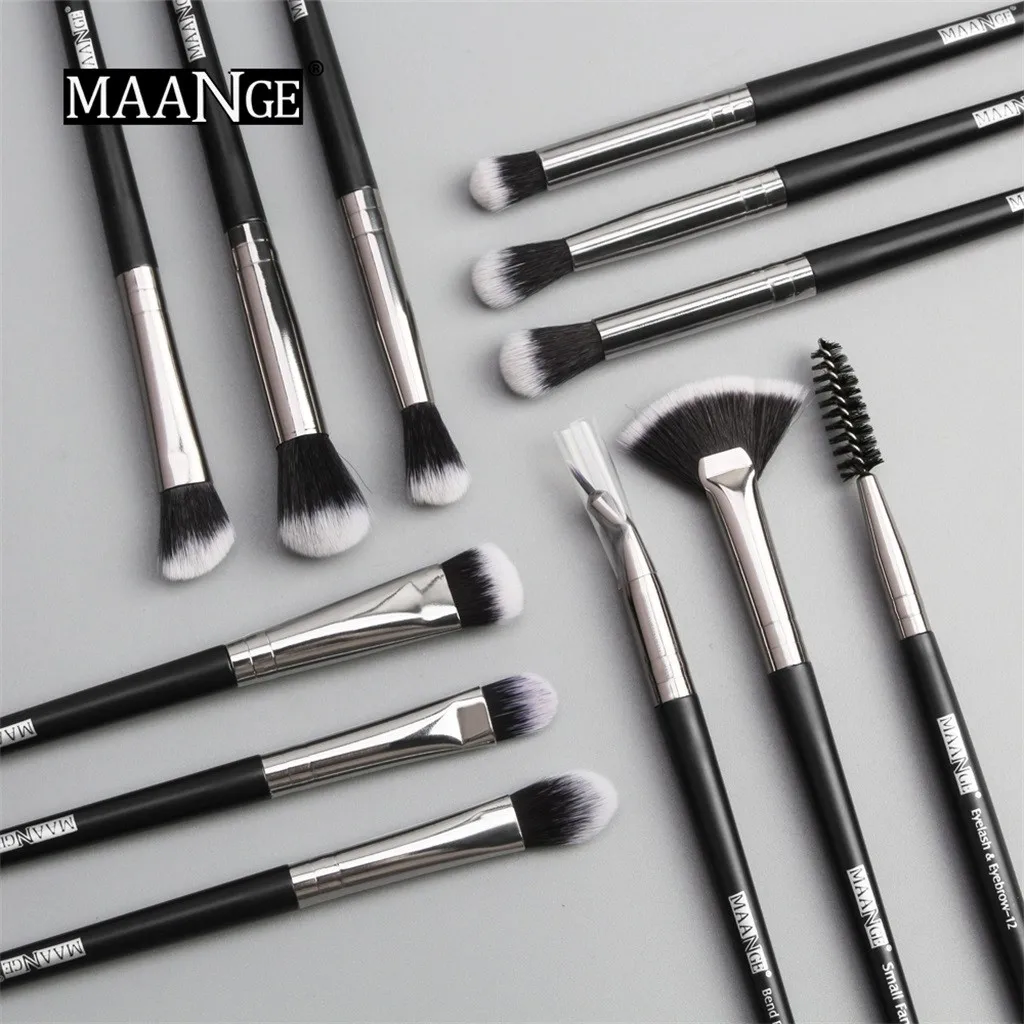 Кисти для макияжа "maange" 12 шт Тени для век Кисть для смешивания бровей кисти для макияжа нейлоновые волосы синтетические щетинки косметический набор