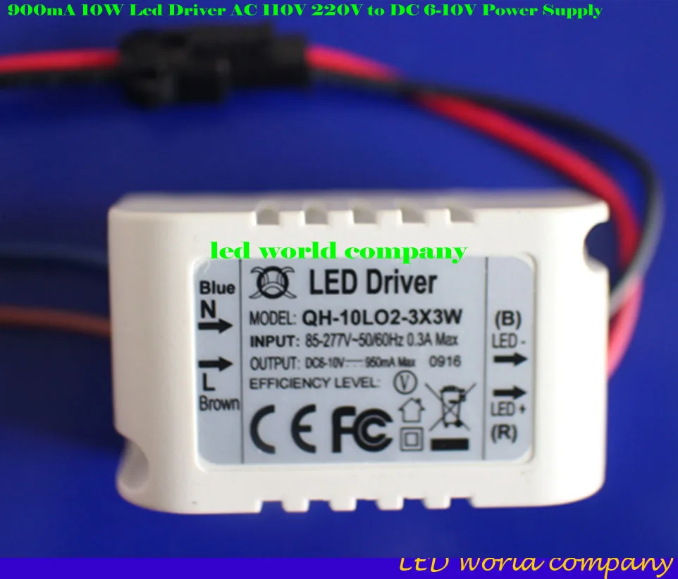 shipping5pcs изолированный 900mA 10 Вт Светодиодный драйвер постоянного тока 110 V 220 V переменного тока в постоянный, для детей 6-10 V Питание для 10 Вт высокой мощности Мощность Красные Белые светодиоды; чип