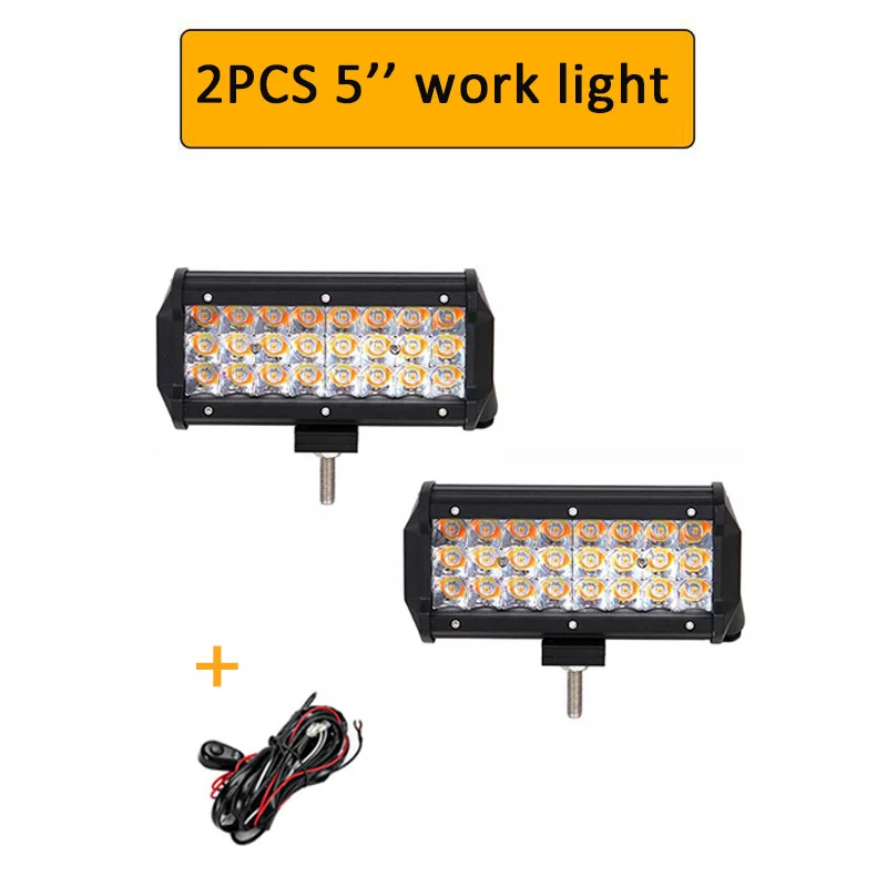 2X5in with wire Auxtings 4 до 5 лет, 12 предметов в упаковке, 14 17 20 23''inch три ряда Подвижный кронштейн стробоскоп светодиодный светильник бар 5 модель белый янтарь внедорожные 4х4 автомобильный светильник 12V 24V - Цвет: 2X5in with wire
