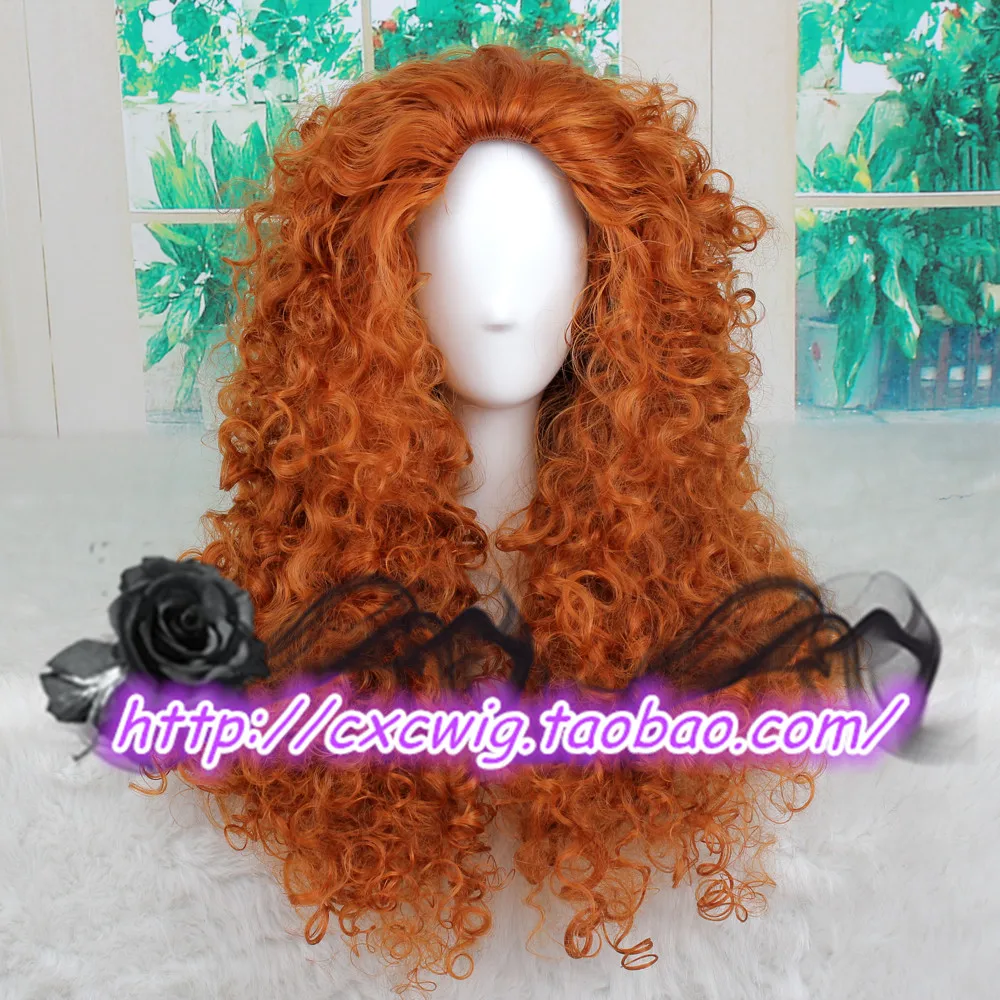 

Movie Brave Princess Merida Cosplay Orange Wig Curly Role Play Wig Halloween Long Hair Anime