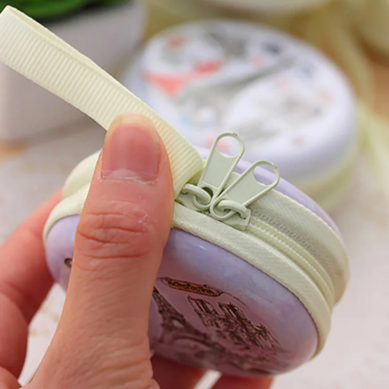 Портативный Симпатичный круглый чехол бумажник с мультяшной Эйфелевой башней