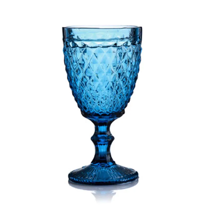 Vintage embossed red wine glass glass goblet creative wine glass home juice cup drinking cup large 2 - Color: F