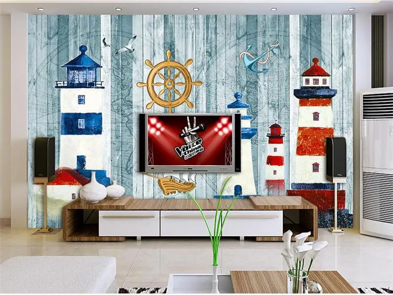Пользовательские 3d фото обои детская комната росписи мультфильм Маяк море