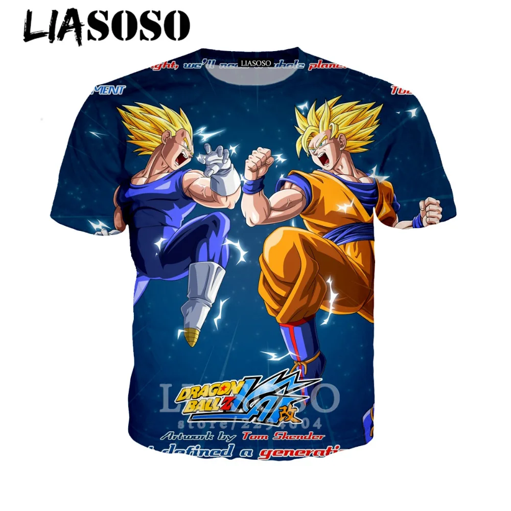 LIASOSO Dragon Ball Z футболка Для мужчин 3D печать Аниме Супер сын Гоку Slim Fit Косплэй Вегета