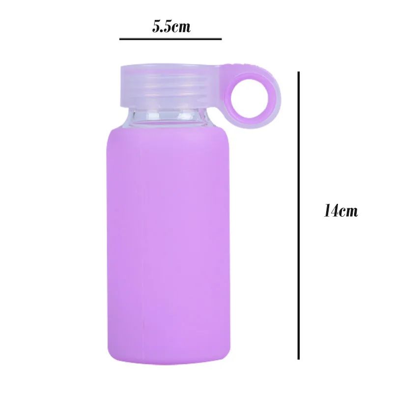 Цветная Милая стеклянная бутылка для воды с силиконовым чехлом и ручкой