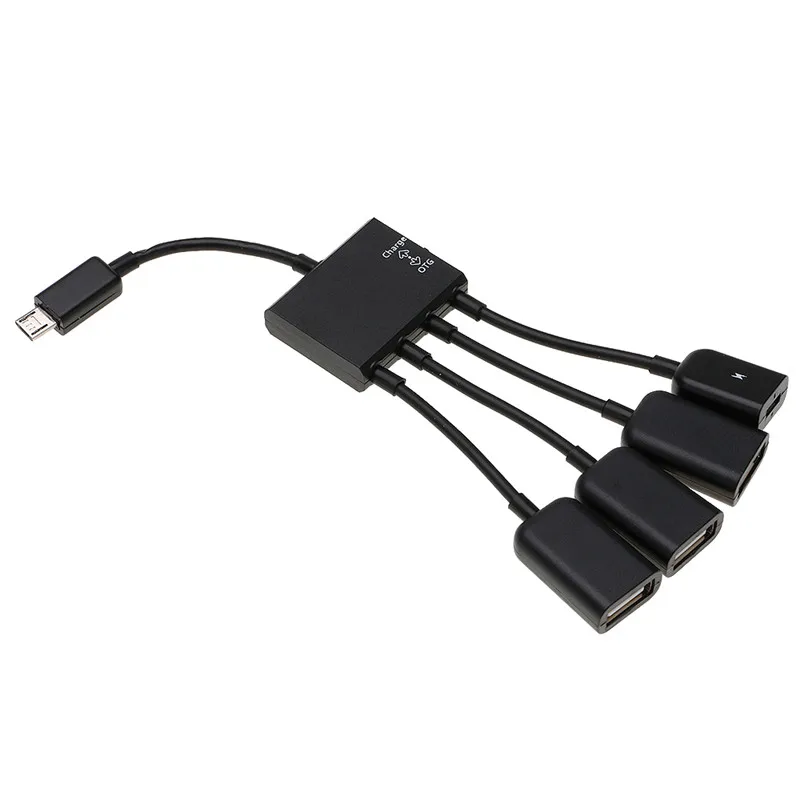 Micro USB для 3 портового 2 0 с 1 портовым зарядным HUB OTG адаптером черного цвета|micro usb|micro