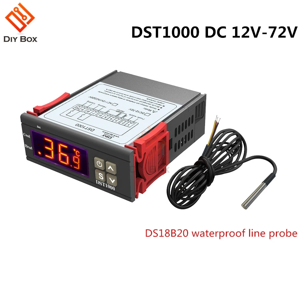 DST1000 DC 12V-72V DST1000 DST1020 SHT2000 термостат цифровой наружный термометр регулятор температуры и влажности Измеритель гигрометр водонепроницаемый зонд - Цвет: DST1000 DC 12V-72V