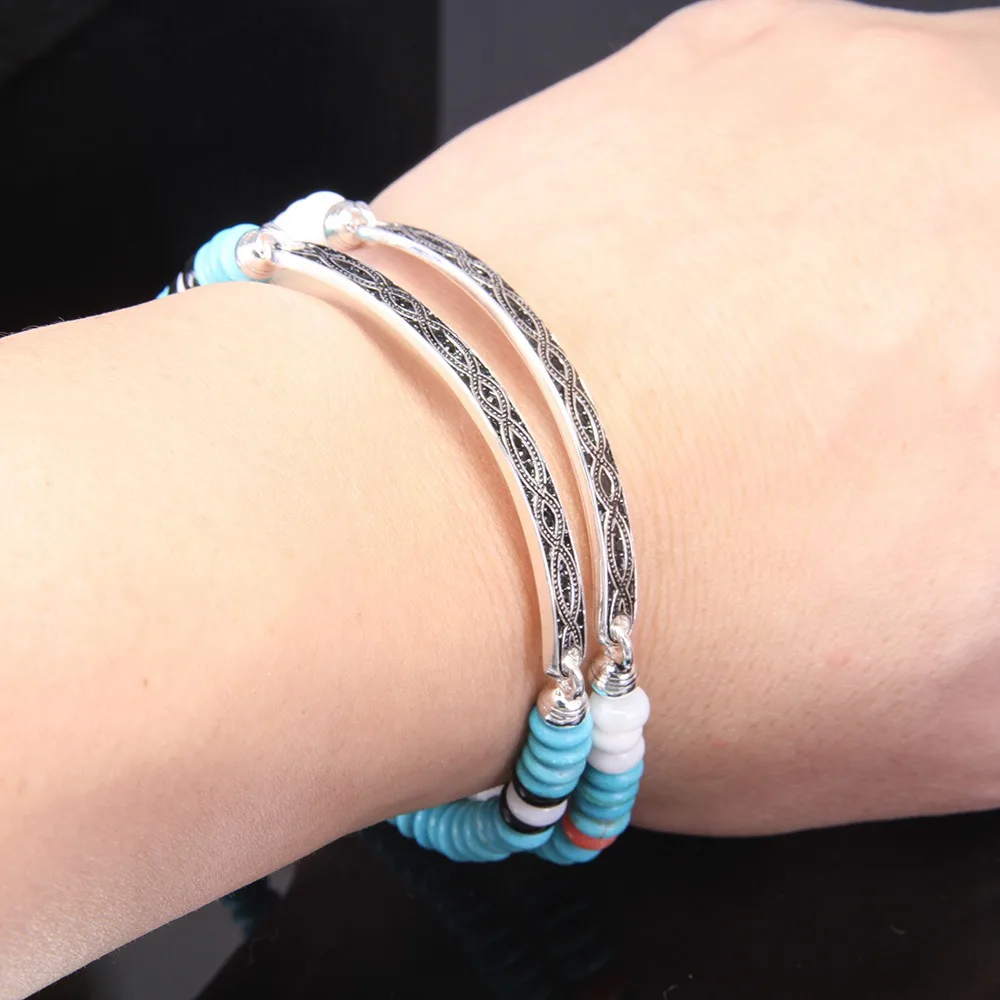 Красочный коралловый черный обсидиановый браслет Thomas с бусинами узлом мостом