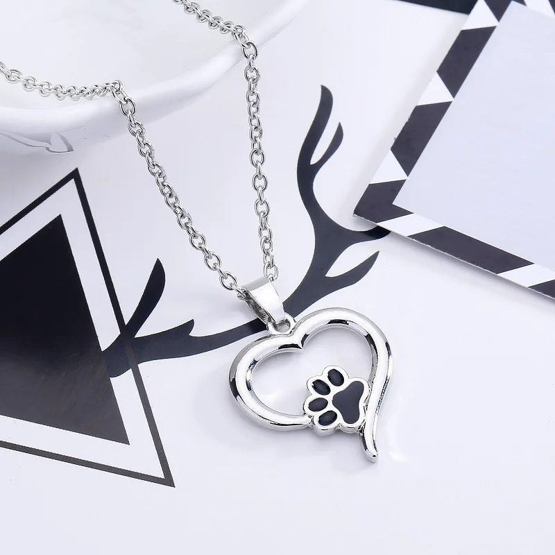Pet Memorial jewerly cat всегда в моем сердце Собака Любовник кошка сердце с отпечатками лап ожерелье любовник кулон животное Сувенирные ювелирные изделия