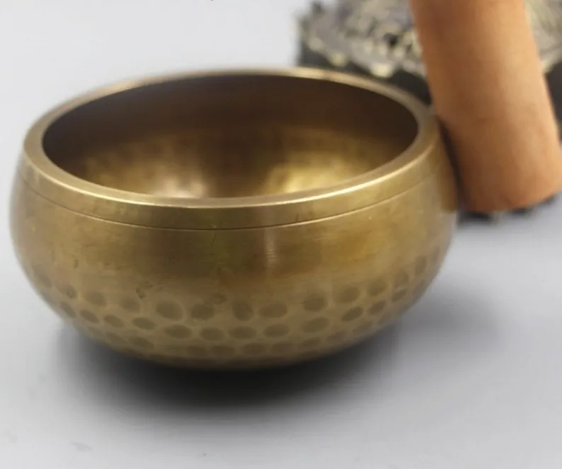 YM 404 13cm bowl Nepal handmade pure brass Tibet Meng religious prayer Buddha copper chime yoga music therapy | Дом и сад