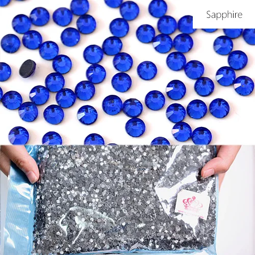 sapphire SS6-SS20 4 Sizes Large Quantity DMC Hot Fix Rhinestones Wholesale Colorful Flatback Round Hotfix Strass for Garments Dress B1124 - Цвет: sapphire
