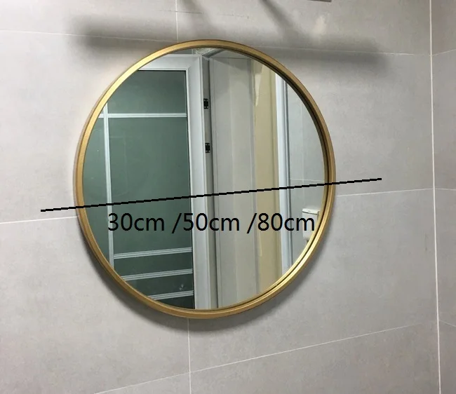 Европейское роскошное зеркало для ванной, Золотое круглое зеркало для макияжа, круглое зеркало для ванной комнаты, настенное зеркало, Железное Зеркало LO68916