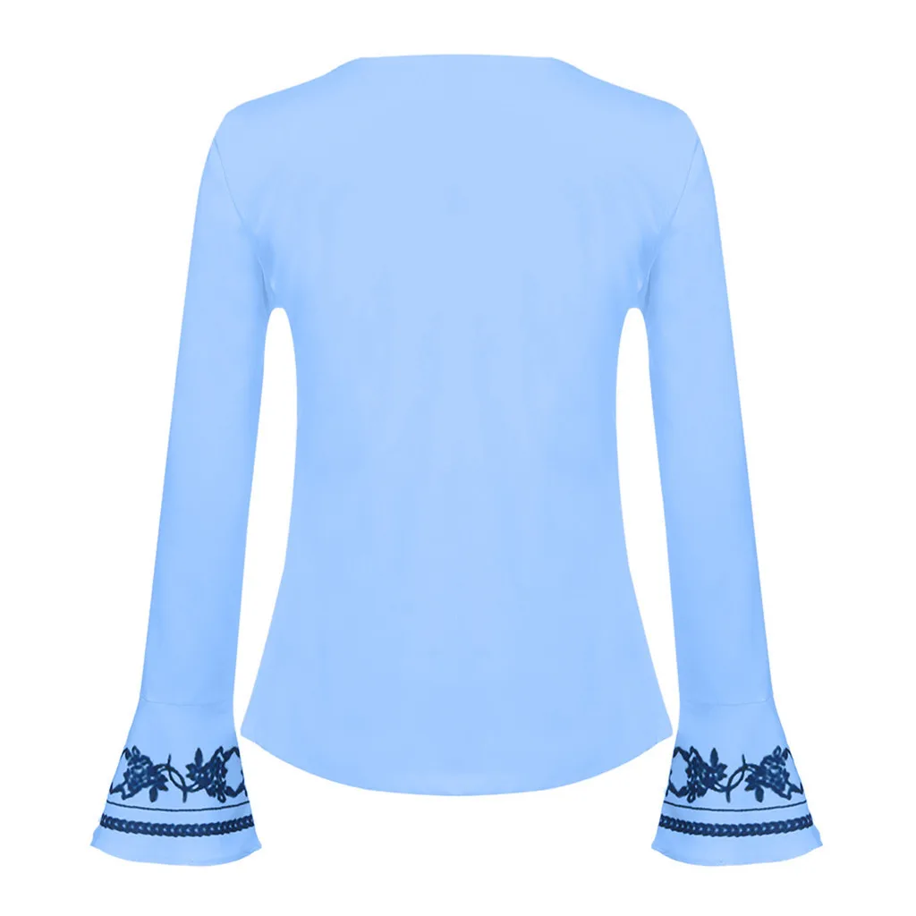 Женские топы для женщин Блуза Футболка Slim Fit модная Цветочная вышитая