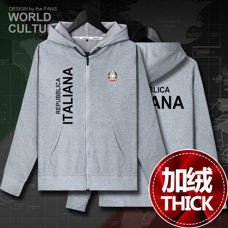 Италия Итальянская ITA мужские худи из флиса Зимняя куртка мужские куртки и пальто спортивный костюм одежда Повседневная страна - Цвет: 20zipper-gray-thick