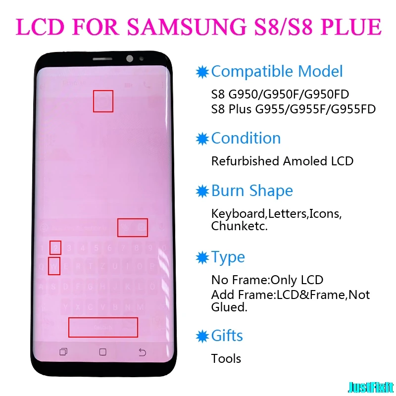 Для samsung S8 S8 Plus G950 G950f G955 G955U ЖК-дисплей со сгоранием в тени сенсорный экран с рамкой дигитайзер сборка