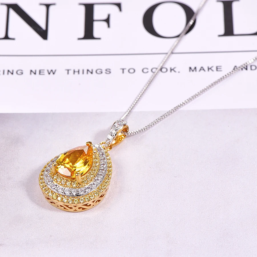 MALANDA Мода желтый циркон Кристалл от Swarovski подвески в форме капель воды ожерелья