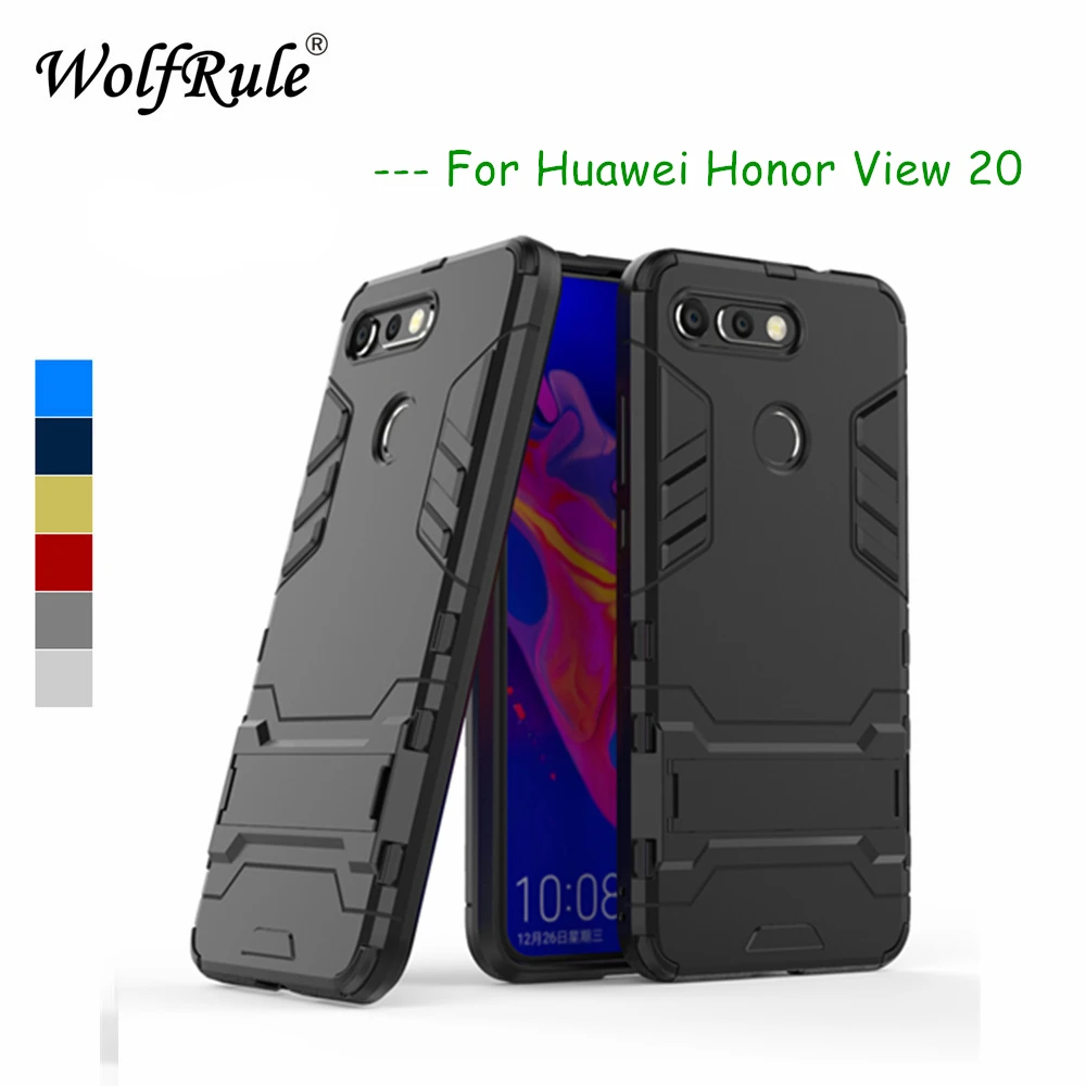 Чехол для Huawei Honor View 20 мягкий силиконовый + пластиковый чехол с подставкой