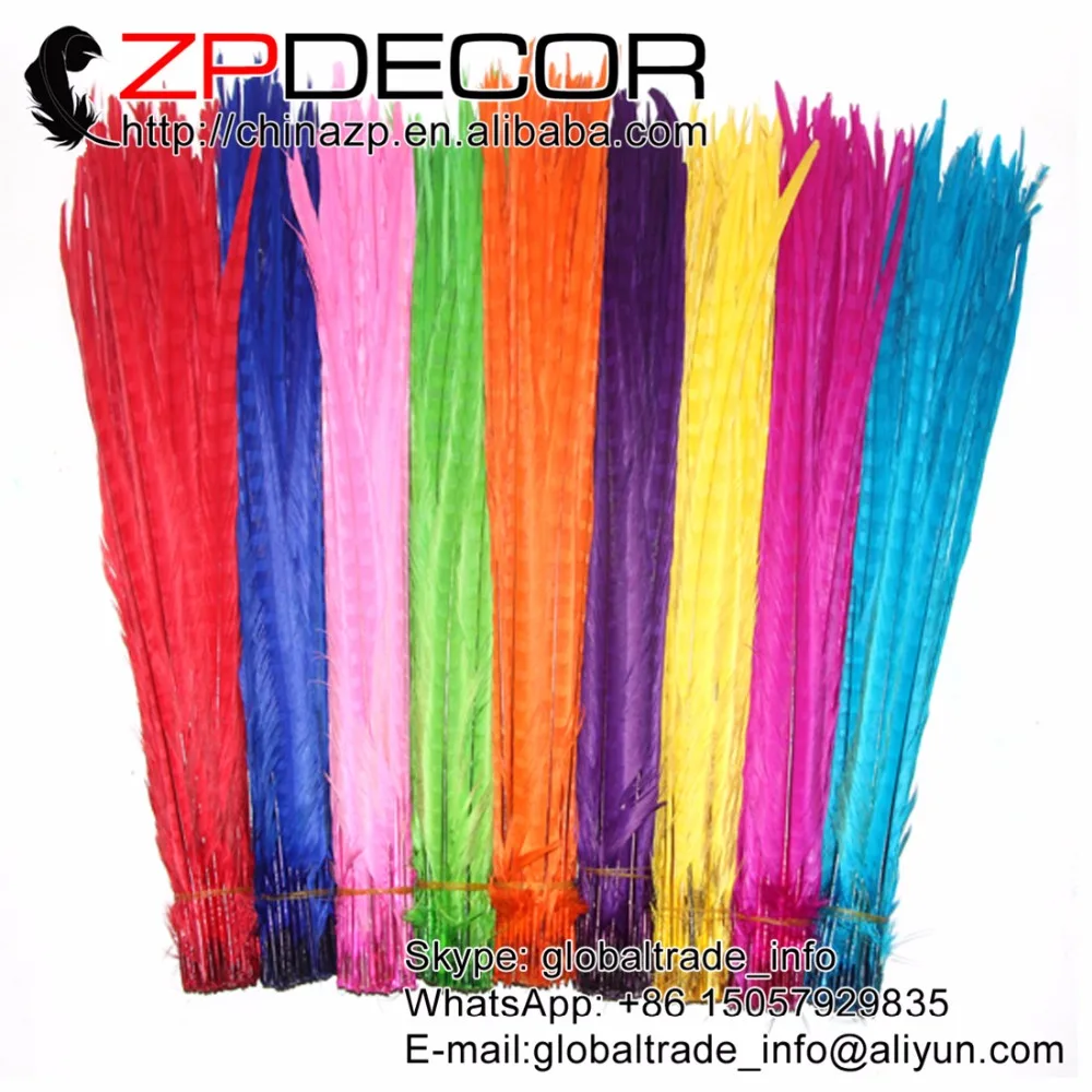 

ZPDECOR 1000 шт./лот 50-55 см (20-22 дюйма) Хорошее качество отбеленные окрашенные перья из хвоста фазана с кольцом Доставка компанией DHLfor Ashley