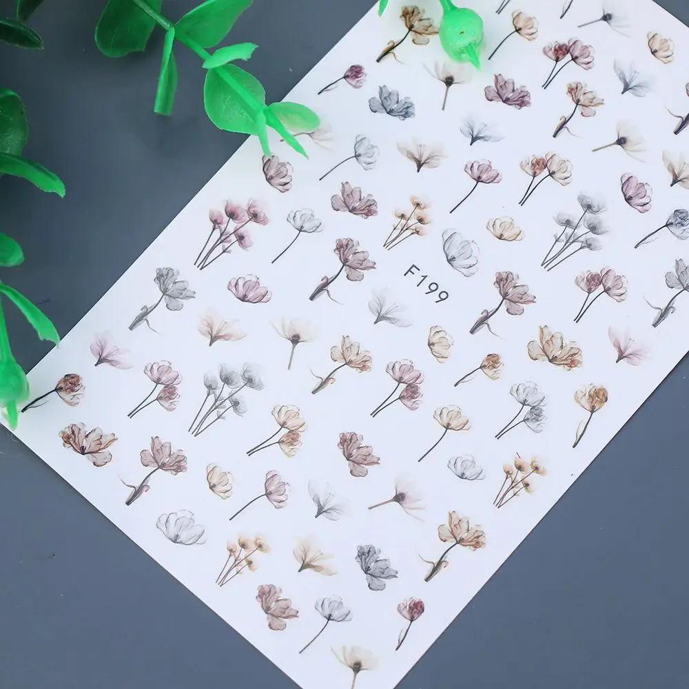 Рельефные 3D наклейки для ногтей с цветущим цветком, наклейки, клеящиеся наклейки для маникюра, украшения для ногтей, дизайнерские аксессуары, Прямая поставка
