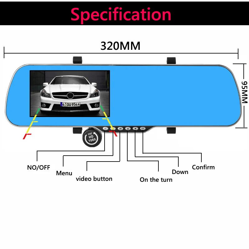5 дюймов IPS Автомобильный GPS навигатор зеркало заднего вида Android 4 Allwinner A23Quad-core 1080P