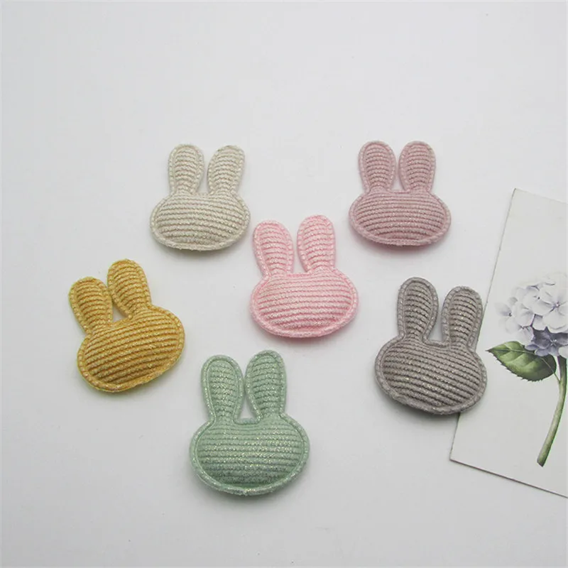 

36pcs/lot 3*4cm Stripe Rabbit Head Pads Patches Appliques for Craft Clothes Sewing Supplies DIY Hair Clip Accessories