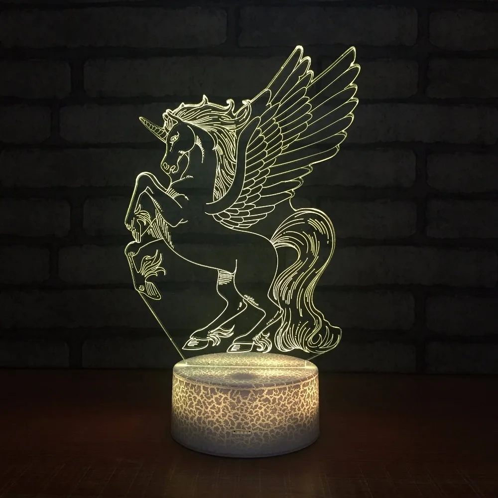 Cute Unicornio LED 3D Night Light 7 Colors Baby Unicorn Party Lamp Luminaria Horse Animal Bedroom Table Decoration | Лампы и освещение