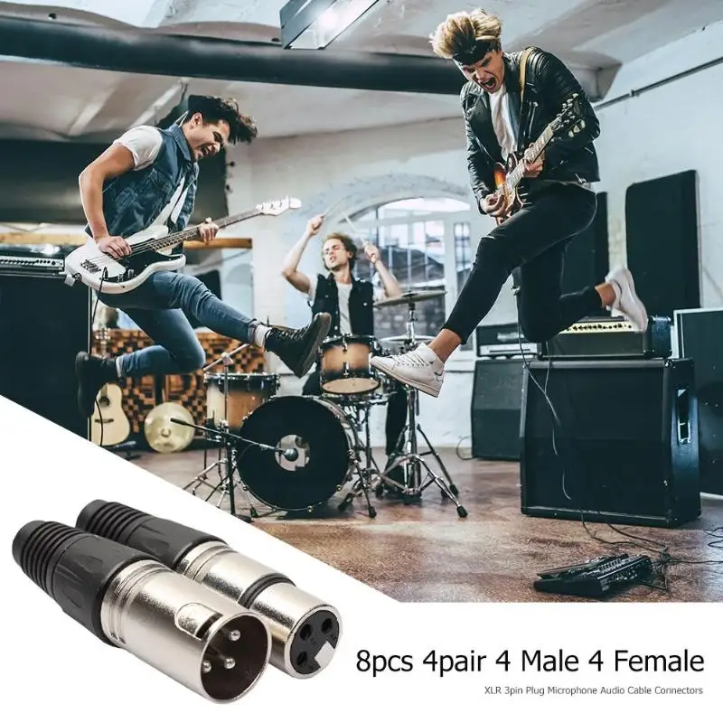 8 шт. 4 штекера гнезда XLR 3 контактный разъем для микрофона аудиокабель проводные