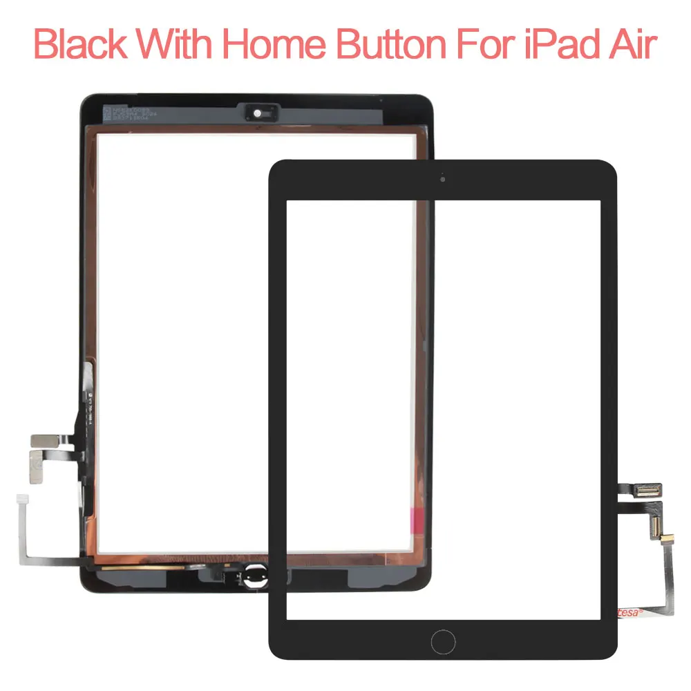 Black with Button Сенсорный экран для iPad Air iPad 5 сенсорный экран Digitzer для iPad 5 iPad Air 1 экран стеклянная панель сенсор Кнопка Домой A1474 A1475 A1476 - Цвет: Black with Button